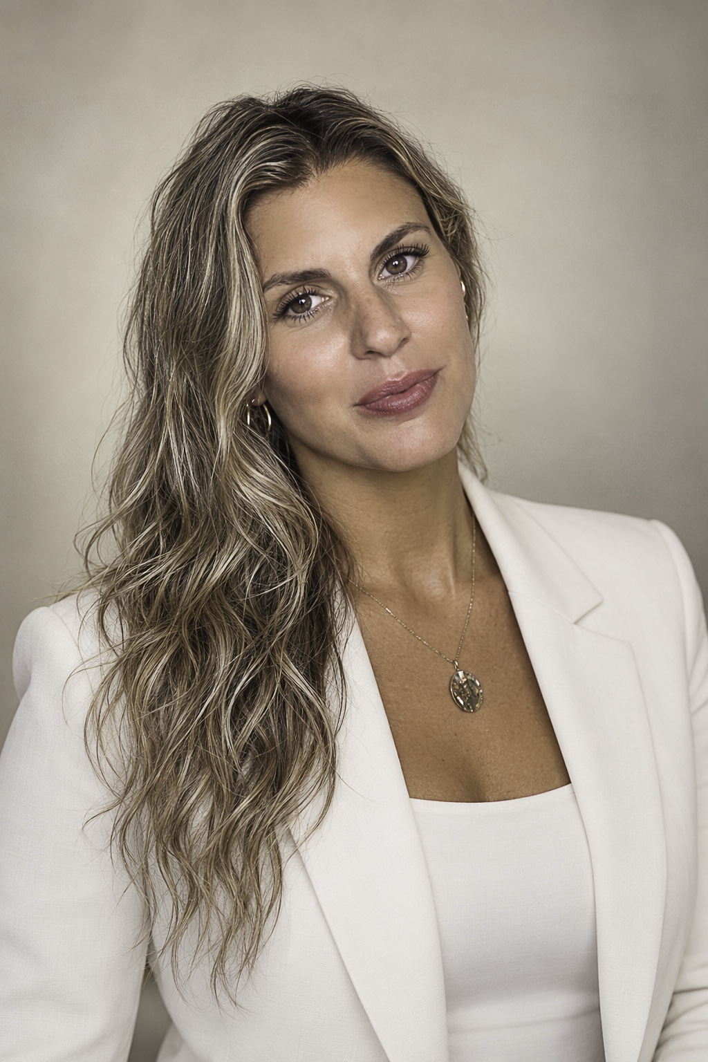 Stephanie Lord-Wetherington wearing a white blazer